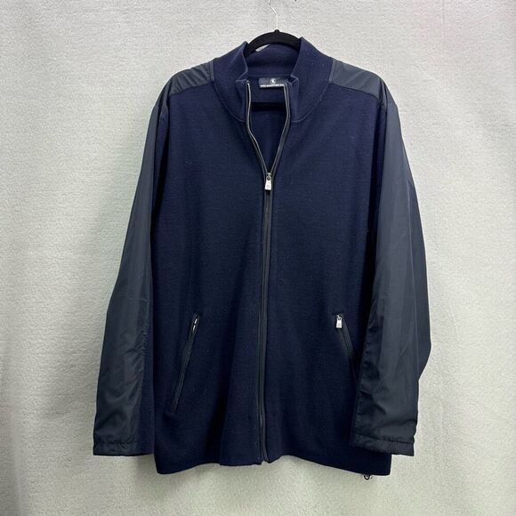 Hart Schaffner & Marx Mens Merino Wool Zip Up Jacket Navy Blue Size XL - Picture 1 of 11